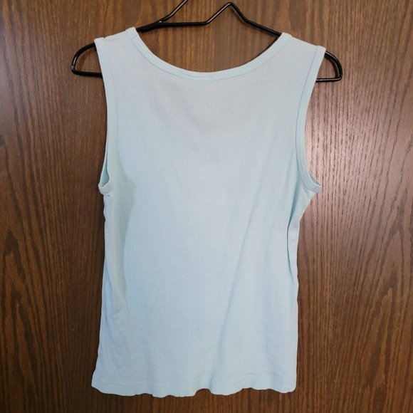 Hibiscus Mint Green Embellished  Fuda Tank Top Size Medium 100% Cotton - Picture 6 of 9